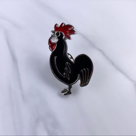 Jewelry - Black Rooster Enamel Pin/ Brooch
